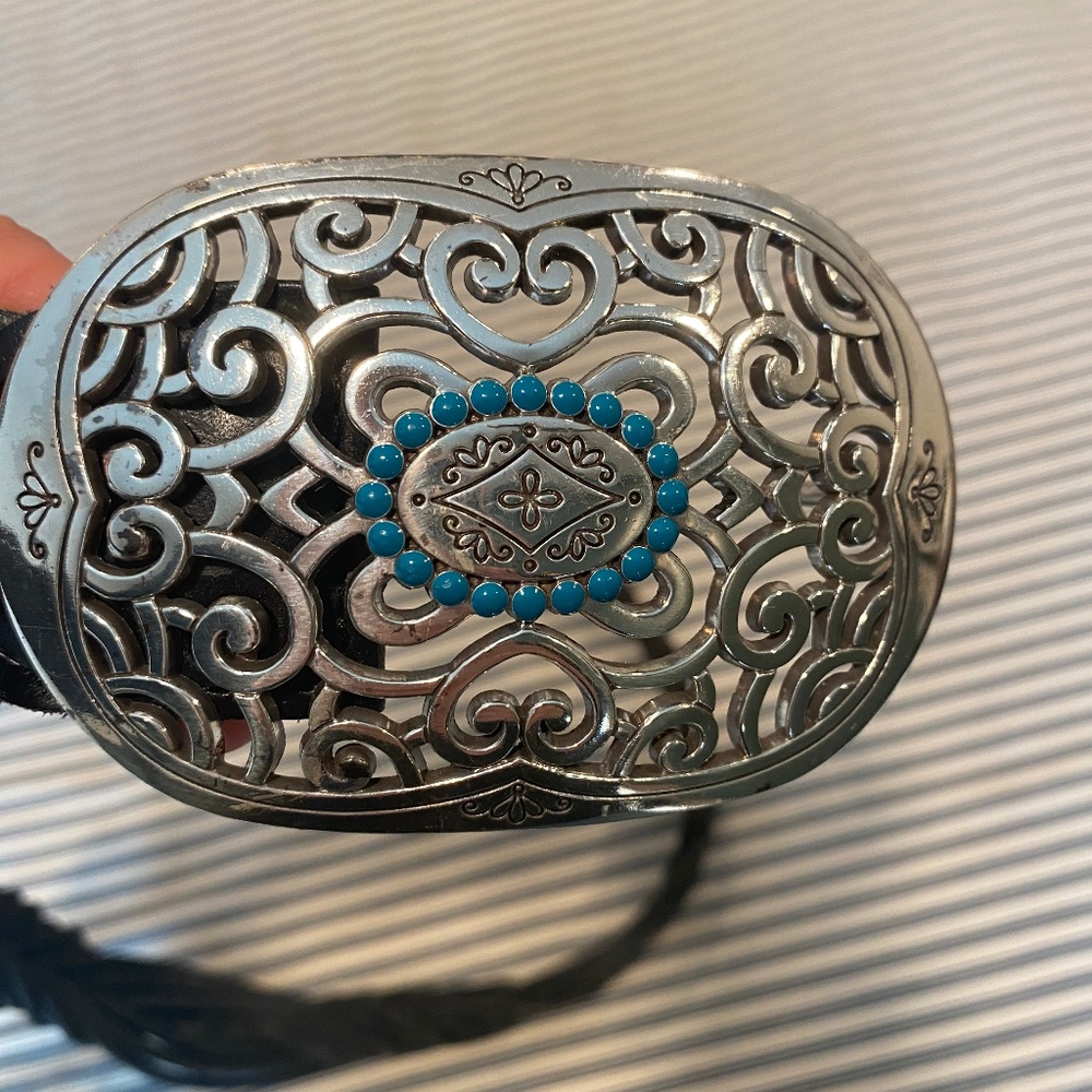 Brighton Braided Black Leather Belt